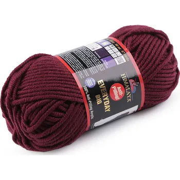 Příze Příze pletací Everyday BIG 100 g, střední, 12 (70814) vínová