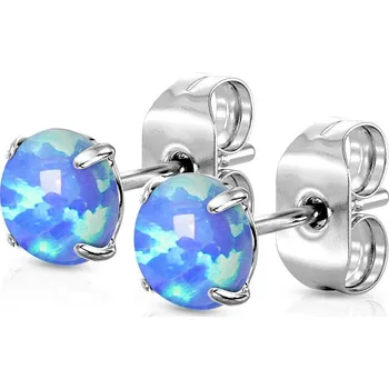 Náušnice Ocelové náušnice s modrými opály 5 mm