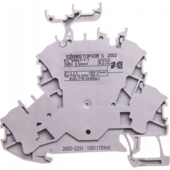 svorka WAGO 2002-2231 dvojitá průchodková svorka 5.20 mm pružinová svorka osazení: L, L šedá 50 ks