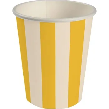 Party nádobí Papírové Kelímky pruhované (žlutobéžové) 250 ml, 6 ks