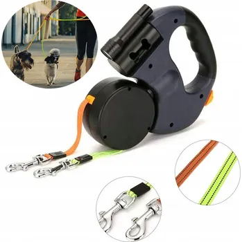 Vodítko pro psa DVOJITÁ VODÍTKO S AUTOMATICKOU SVÍTILNOU PRO DVA PSY