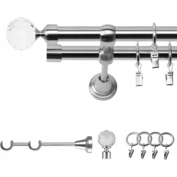 GARNÝŽ DVOJITÁ 120 CM 19 MM EFEKT OCELI BELLUNA TICHÁ KOLEČKA SE ŽABKAMI