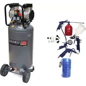 Kompresor AKČNÍ SET SETTA3397M, Bezolejový vertikální kompresor s odlučovačem 100l, 230V, 2 písty, 3000W | 10 BAR + příslušenství