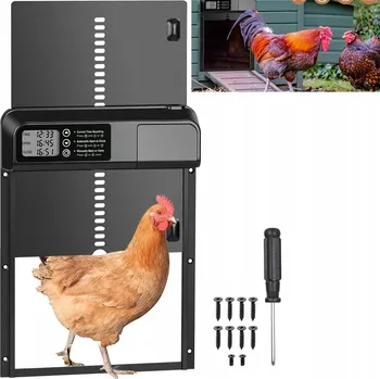 Automatická dvířka do kurníku s časovačem, elektrická klapka, IPX4