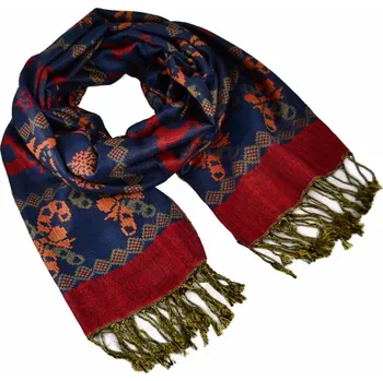 Šála Šála teplá - fialovo-červená norský motiv