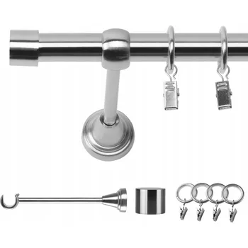 GARNÝŽ JEDNOŘADÁ 360 CM 19 MM EFEKT OCELI LUNA TICHÉ KROUŽKY SE ŽABKAMI