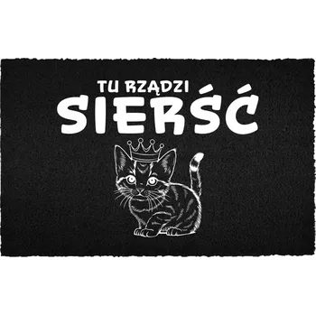 Rohožka KOKOSOVÁ ROHOŽKA ČERNÁ KE DVEŘÍM S NÁPISEM "TADY VLÁDNE SRST"