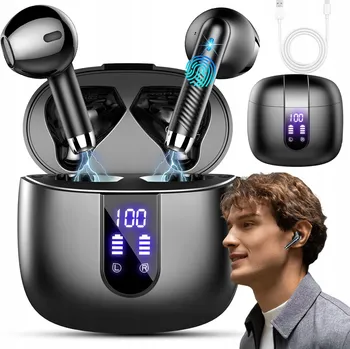 Sluchátka Bezdrátová sportovní sluchátka do uší Bluetooth 5.3 ENC, černá