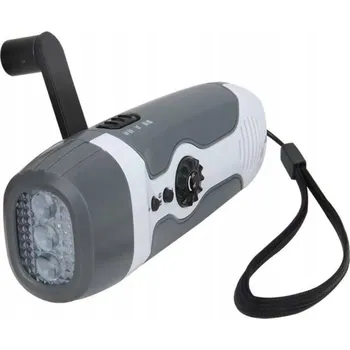 Svítilna RUČNÍ SVÍTILNA S 3 LED DIODAMI, KLIKOVÝM NABÍJENÍM, FM RÁDIEM A FUNKCÍ NOUZOVÉHO DOBÍJENÍ