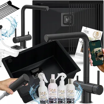 Granitový dřez Jednokomorový granitový dřez Sink Quality ARGON, černý