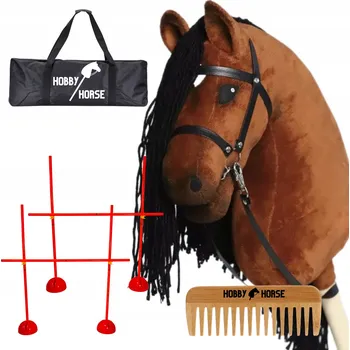 Hobby horsing Sada Hobby Horse kůň na tyči A3 + 2x překážka ke skákání 120 cm + hřeben