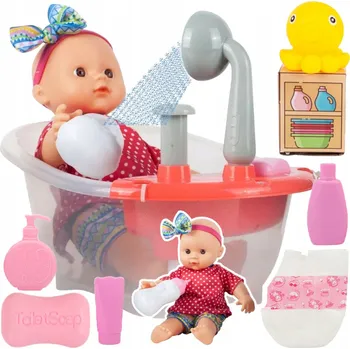 Panenka PANENKA 30 cm na krmení a mytí MIMINKO vanička se sprchou, tekoucí voda