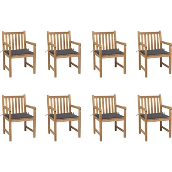 OMAXI Zahradní židle 8 ks antracitové podušky masivní teak 448274