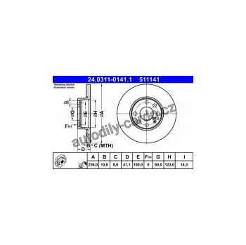 Brzdový kotouč Brzdový kotouč ATE 24.0311-0141 (AT 511141) - Power Disc - OPEL