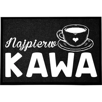 Rohožka ČERNÁ VSTUPNÍ ROHOŽKA 40X60 CM KE DVEŘÍM S VTIPNÝM NÁPISEM NEJPRVE KÁVA