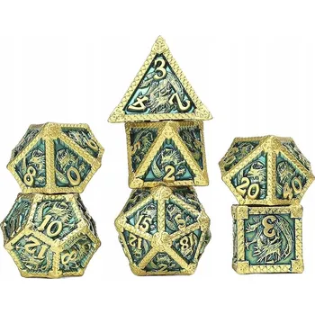 Příslušenství k deskovým hrám MODRÝ VĚŠTEC SADA 7 KOVOVÝCH RPG kostek