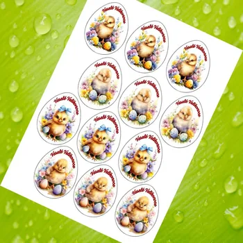 Jedlá dekorace na dort Kuřátko – jarní motiv – velikonoční vejce 7 cm (12 ks) Fondánový list (NEVYŘEZÁNO)