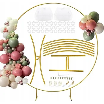 Obraz STELAŻ STOJAK KOŁO OBRĘCZ NA BALÓNKY KOVOVÝ ZLATÝ 2.2M SVATÉ PŘIJÍMÁNÍ SVATEBNÍ HOSTINA STĚNA