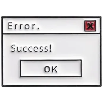 Brož Kancelářská módní brož Motiv počítačové zprávy Error a Success Vtipný design Pro práci i volný čas Stylový doplněk