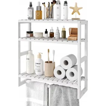 police Koupelnová police 3-patrová Regál Bílý 40 cm