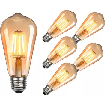 Žárovka Sada 6x LED žárovka E27 Filament 4W Edison Dekorativní teplá bílá