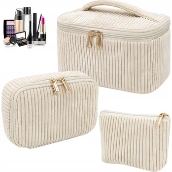 Kosmetická taška 3v1 KOSMETICKÁ TAŠKA BÉŽOVÁ CESTOVNÍ ORGANIZÉR DO LETADLA Přenosná kosmetická taška