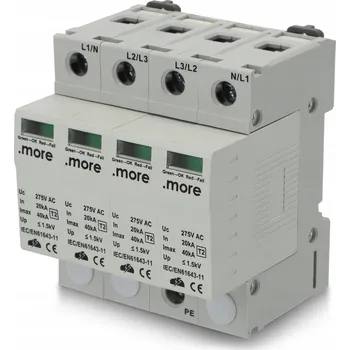 Přepěťová ochrana PŘEPĚŤOVÁ OCHRANA 3P+N 20kA T2 415V IP20 na DIN lištu Ecolight
