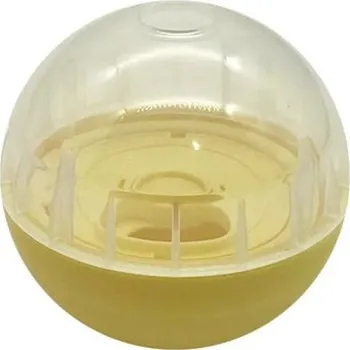 Hračka pro psa Interaktivní dávkovač pamlsků pro psy Koule 8 cm Plastová hračka pro pomalé krmení a stimulující trénink žlutá