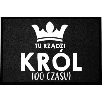 Rohožka VCHODOVÁ ROHOŽKA ČERNÁ 40X60 KE DVEŘÍM VTIPNÁ HUMOR ZDE VLÁDNE KRÁL