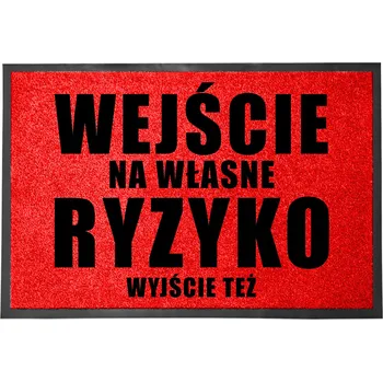 Rohožka VCHODOVÁ ROHOŽKA ČERVENÁ 40X60CM KE DVEŘÍM VTIPNÁ NA VLASTNÍ NEBEZPEČÍ