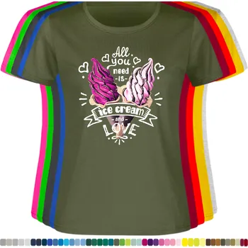 Dámské tričko damske-levne-bavlnene-tricko-digitalni-potisk-zmrzlina-laska Barva: Amazonia green - amazonská zelená, velikost: 3XL