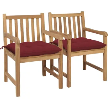OMAXI Zahradní židle 2 ks vínové podušky masivní teak 266786