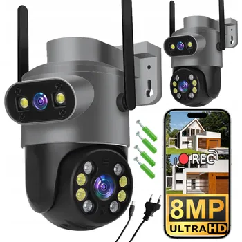 IP kamera Venkovní Dvojitá WiFi Kamera 2v1 Alarm Upozornění 8MPx UHD 4k Smart