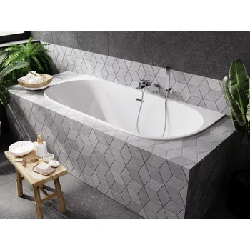 Vana BESCO - vana VICA SLIM+ bílá, sifon se štěrbinovým přepadem - Barva sifonu - Černá, Nožičky k vaně - S nožičkami, Rozměr vany - 170 × 80 VANVIC170SLIMB+OLVPINOZ