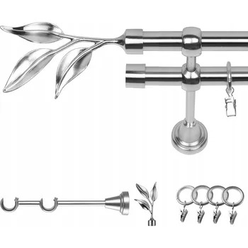 GARNÝŽ DVOJITÁ 440 CM 19 MM EFEKT OCELI BAVARIA TICHÉ KROUŽKY SE ŽABKAMI