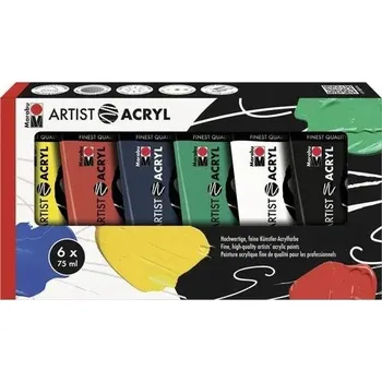 Vodová barva ORIGINÁLNÍ AKRYLOVÉ BARVY 6 barev x 75 ml. MARABU Artist Acryl