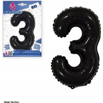 Balónek Ouda Party - Černý fóliový balónek číslice 100 cm - číslo 3