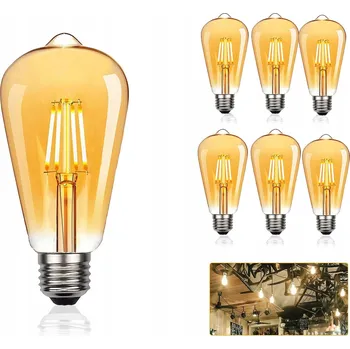 Žárovka 6 Ks DEKORATIVNÍ ŽÁROVKA RETRO EDISON ST64 E27 4W
