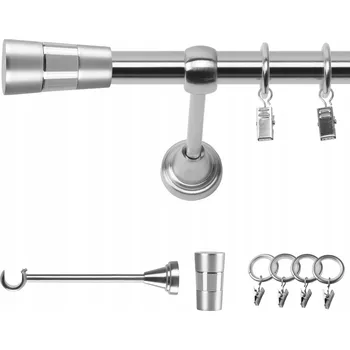 GARNÝŽ KOVOVÁ JEDNOŘADÁ 480 CM 19 MM VZHLED OCELI DORIS, KROUŽKY SE ŽABKAMI