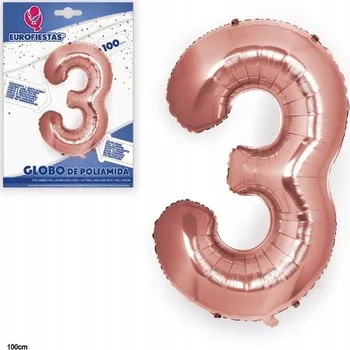 Balónek Ouda Party - Jednorázový růžovo-zlatý balón ve tvaru číslice 100 cm - číslice 3