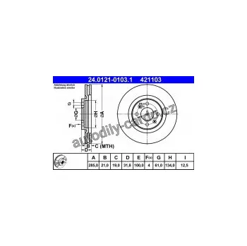Brzdový kotouč Brzdový kotouč ATE 24.0121-0103 (AT 421103) - RENAULT