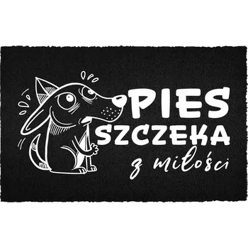 Rohožka KOKOSOVÁ VSTUPNÍ ROHOŽKA ČERNÁ PRO MILOVNÍKY PSŮ - PES ŠTĚKÁ Z LÁSKY