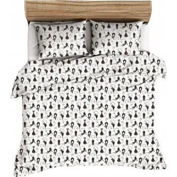 Povlečení Krepové povlečení 140x200 bílá černá kočka Bielawa KARO