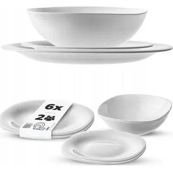 Talíř JÍDELNÍ SERVIS SADA TALÍŘŮ 6 ks TALÍŘE KOMPLET JÍDELNÍ SOUPRAVA BÍLÁ