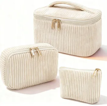 Kosmetická taška 3 KUSY CESTOVNÍ KOSMETICKÁ TAŠKA KUFŘÍK DÁMSKÝ ORGANIZÉR na kosmetiku