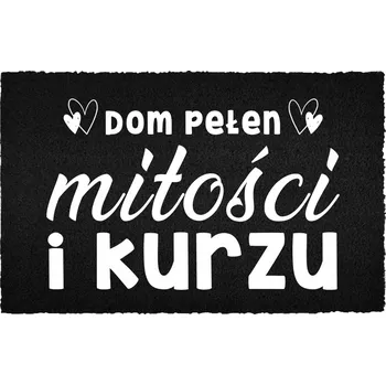 Rohožka KOKOSOVÁ VSTUPNÍ ROHOŽKA ČERNÁ 40X60 KE DVEŘÍM - ZÁBAVNÝ MOTIV LÁSKA A PRACH