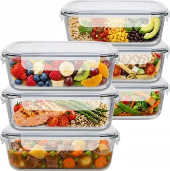 Dóza na potraviny Nádoba na potraviny skleněná Florentyna 640 ml hermetická 6 ks