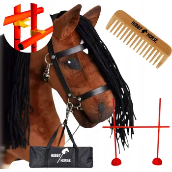 Hobby horsing HOBBY HORSE SADA: KŮŇ NA TYČI A3 + SKOKOVÁ PŘEKÁŽKA 120 CM + HŘEBEN