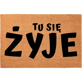 Rohožka KOKOSOVÁ VSTUPNÍ ROHOŽKA 40X60CM KE DVEŘÍM - VTIPNÁ S NÁPISEM TU SE ŽIJE