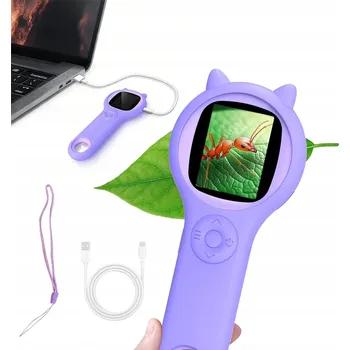 PŘENOSNÝ MIKROSKOP PRO DĚTI 200X S LED SVĚTLEM A ŠŇŮRKOU